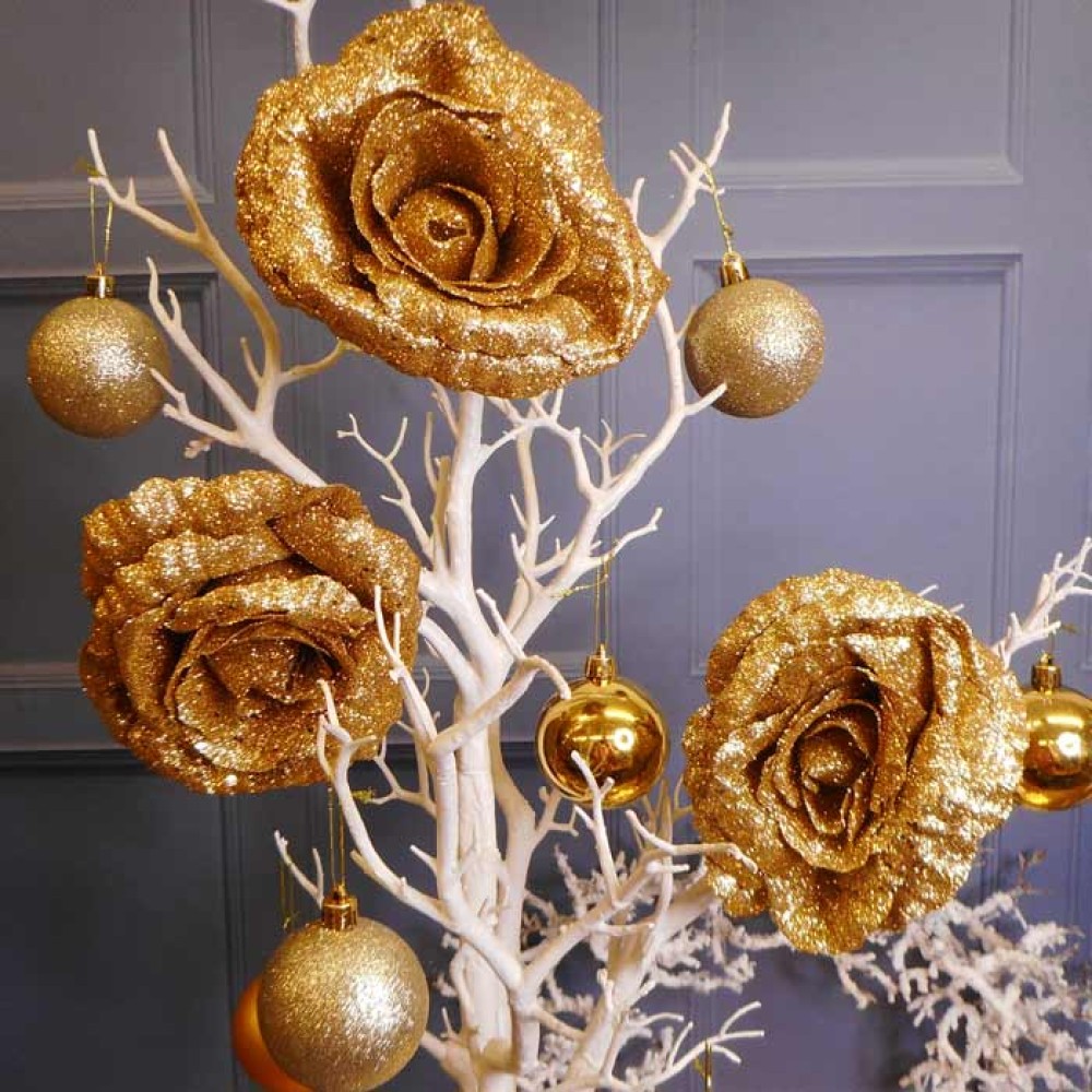 Christmas Clip on Glitter Rose Gold 16cm Christmas Decorations